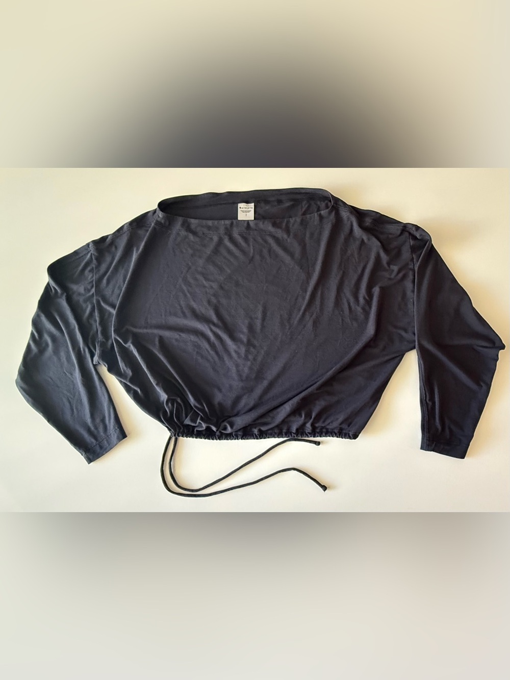 Athleta Womens Black Dolman Long Sleeve Drawstring Hem Athleisure Top Small